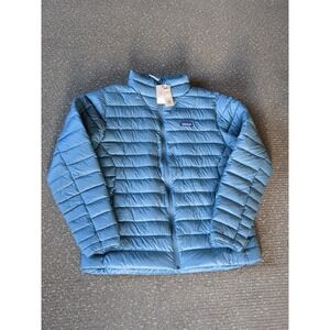 NWT Patagonia Down Sweater Jacket Blue Gray Full Zip Mock Neck Sz XL